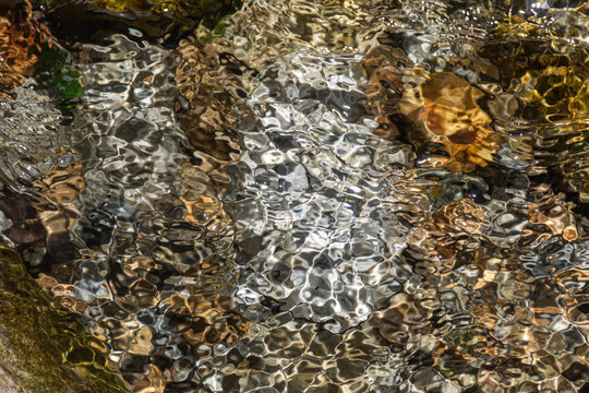 Abstract water reflections on atlantic rainforest river
