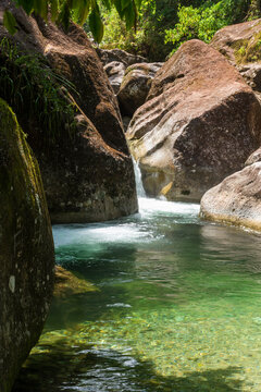 Beautiful rainforest river landscape with crystal clear water