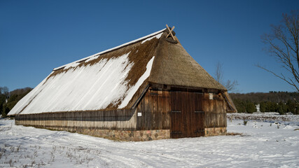 Schafstall im Winter Lüneburger Heide Steingrund