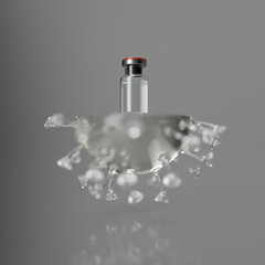 Coronavirus abstract vaccine glass bottle, mutant variant virus producing vaccinations