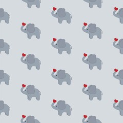 Seamless pattern elephant with love heart
