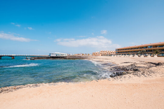 Landscape of paradisiacal beach, Las Agujas in Corralejo