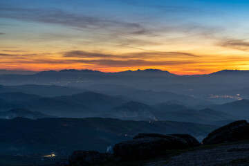 Fototapeta na wymiar sunset in the mountains of Malaga in southern Spain