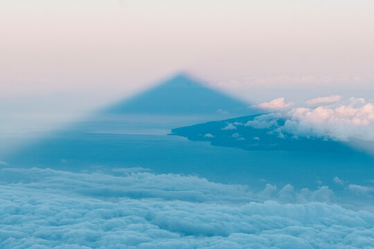 Shadow of Mount Teide in the horizon seen from the summit