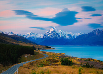 Incredible lake in mountains in New Zealand