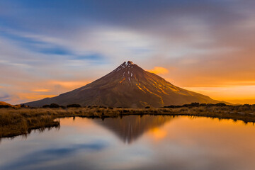 Incredible volcano at sunset in Taranaki, New Zealand