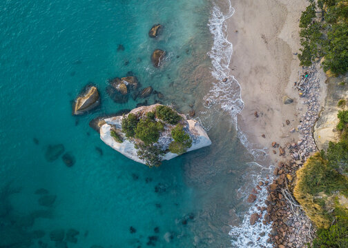 Cathedral Cove from above in New Zealand