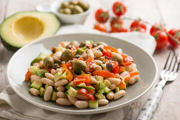 beans salad with avocado tomatoes olivesand capsicum