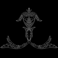 Vintage baroque frame scroll ornament engraving border floral retro pattern antique style acanthus foliage swirl decorative design element filigree calligraphy vector