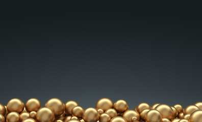 A lot of pink balloons at the bottom of the frame, over dark background. 3D render