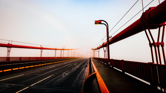 Golden Gate Bridge inundated by Fog with No People