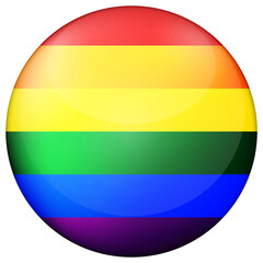 Glass light ball with flag of LGBT. Round sphere, template icon. Glossy realistic ball, 3D abstract vector illustration.Love wins. LGBT logo symbol sticker in rainbow colors. Gay pride collection.