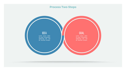 Business process. Timeline infographics with 2 steps, options, sections. Vector template.