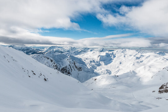 Panorama of mountains in the Beaufortain, French Alps, France