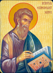 an icon with the holy evangelist Matthew