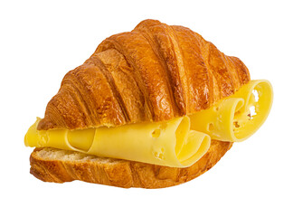 Croissant with cheese isolated on white background with clipping path