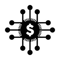 Digital dollar coin icon vector currency symbol for digital transactions for asset and wallet in a flat color glyph pictogram illustration