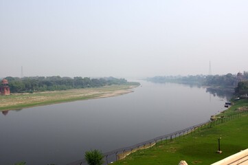 Fleuve Yamuna a côté du Taj Mahal, Agra, Rajasthan, Inde