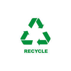 Recycle vector icon. Style is flat rounded symbol, eco green color, rounded angles, white background.
