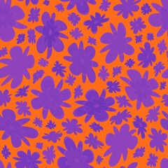 Fototapeta premium Trendy fabric pattern with miniature flowers.Summer print.Fashion design.Motifs scattered random.Elegant template for fashion prints.Good for fashion,textile,fabric,gift wrapping paper.Orange lilac