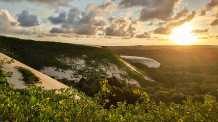 amazing sunset on an environmental Protection area, with dunes and forest