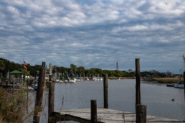 fishing boats in the inlet harbor