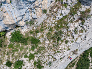 Multi pitch rock climbing in Presles, Vercors, France