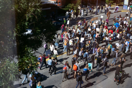 Crowds Marching At Global Climate Strike