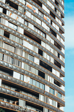 A building with some Catalonia's Estelada independence flags