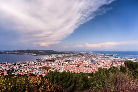 Panoramic view of coastal landscape in south of France