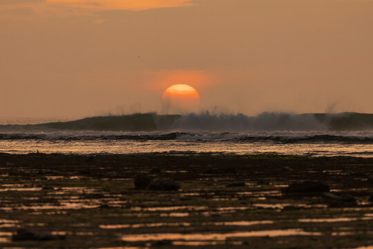Seascape at sunset time