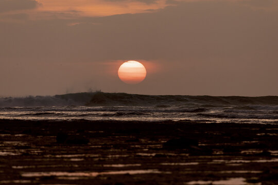 Seascape at sunset time