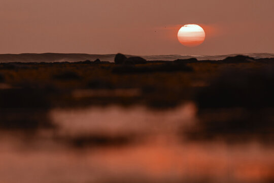 Seascape at sunset time