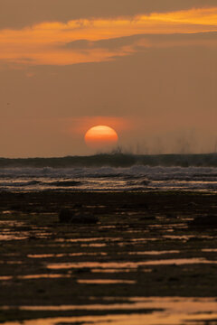 Seascape at sunset time