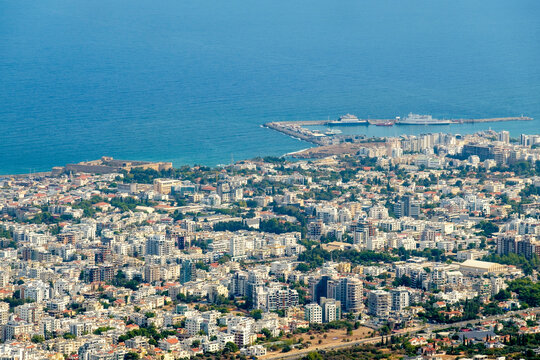 View over Kyrenia (Girne) from Saint Hilarion Castle, Kyrenia, Cyprus