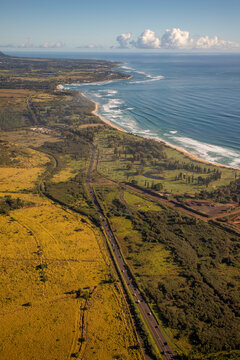 Looking north Rt 56 in Kauai from Helicopter