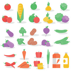 Flat design vegetable icon set