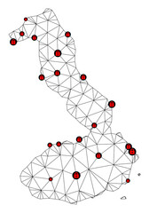 Polygonal mesh lockdown map of Galapagos - Isabela Island. Abstract mesh lines and locks form map of Galapagos - Isabela Island.