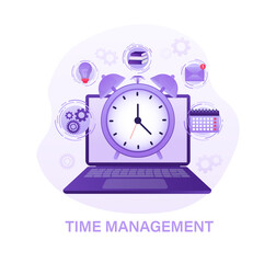 Flat time management for report design. Isometric vector illustration. Time management. Flat vector illustration. Organize agenda.