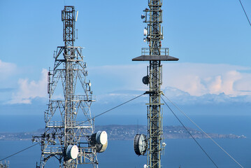 Beautiful view of Three Rock TV transmitter antenna viewed from Fairy Castle (Two Rock Mountain),...