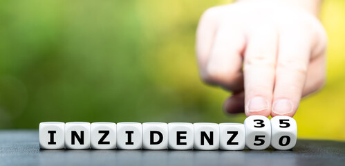 Symbol für die Senkung des Ziel-Inzidenzwertes von 50 auf 35 in Deutschland.