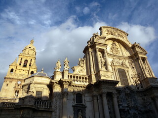 Fototapeta na wymiar main façade of the cathedral of murcia. spain.
