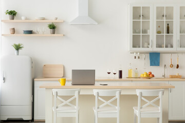 Fototapeta na wymiar Contemporary minimalist interior of kitchen and modern design