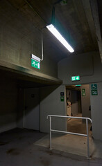 Underground garage emergency exit and indicators