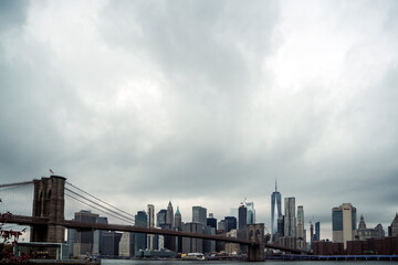 Brooklyn Bridge from the Hudson River in New York City