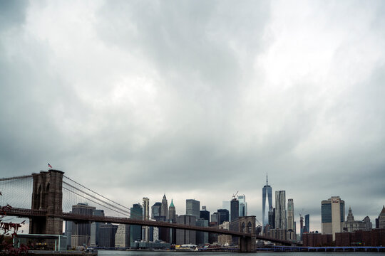 Brooklyn Bridge from the Hudson River in New York City