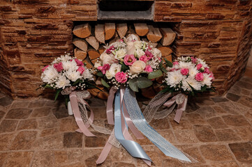 Bouquet of the bride and bridesmaids of the bride