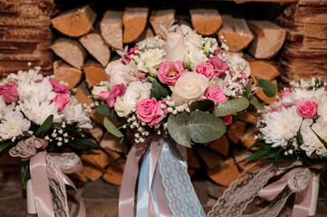 Bouquet of the bride and bridesmaids of the bride
