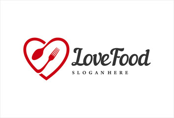 Love food restaurant and cafe logo design template, vector illustration.