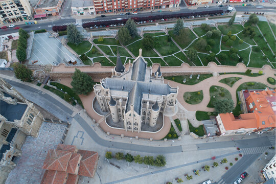 Episcopal Palace in Astorga aerial View